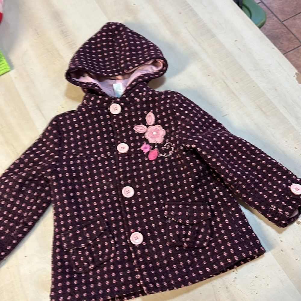 KIDS PLAY button closure lined spring jacket. Big pink buttons on floral detail🌸